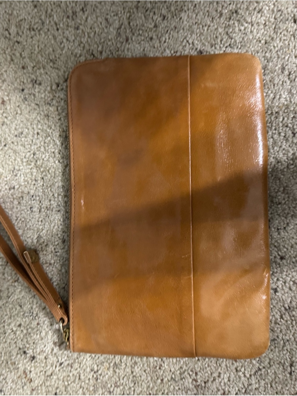 HOBO Cognac Leather Laptop Sleeve with Wristlet
